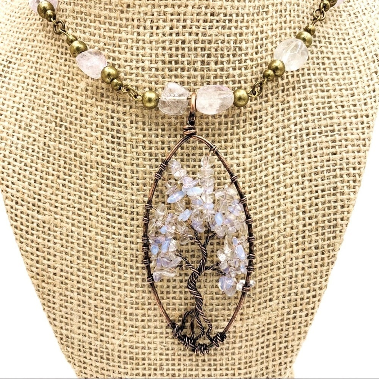Tree Of Life Opal Snd Quartz Necklace.